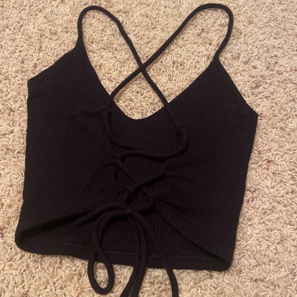GARAGE black open back crossover tank top - Picture 2 of 4